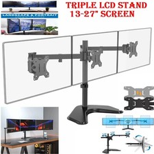 Triple LCD Stand Computer PC 3 x Monitor Arm Mount Desk 13-27" Screen TV Bracket