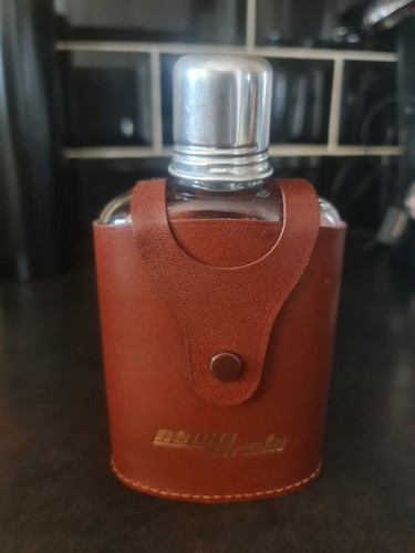 Vintage glass flask - housed, in