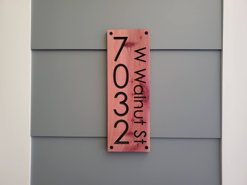 Modern house address sign - house,