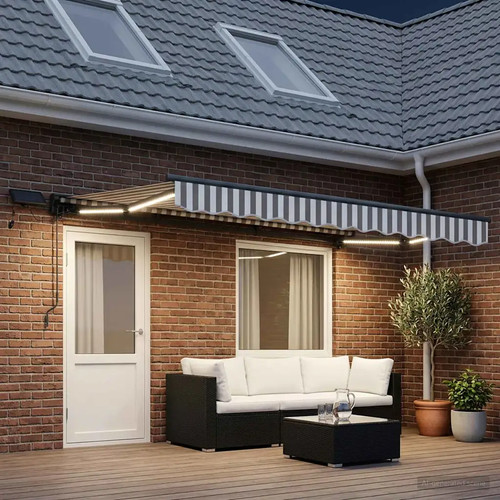 Manual awning frame with - awning, leds