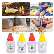 Mini Tomato Ketchup Bottles 2/4Pcs Portable Sauce Salad Squeeze Bottles G0U3