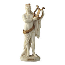 Greek God Apollo Playing Lyre Bounded Marble Polyresin Statue Sculpture 6.3 in