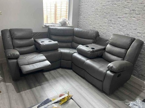 Roma grey leather recliner - roma,