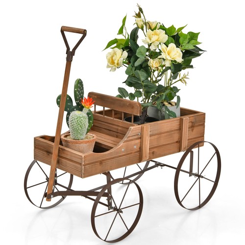 Gymax wooden garden cart with - gymax,