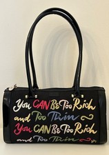 Rare Vintage Lulu Guinness “ You Can Be Too Rich And Too Thin” Keeley Bag