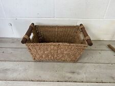 Traditional Vintage Hessian Deep Garden Produce Basket Trug With Handles ?