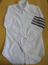 NWOT Thom Browne White w Navy Woven Sleeve Stripes Button Down TB2 MSRP $550