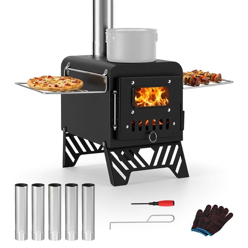 Foldable hot tent stove with - foldable,