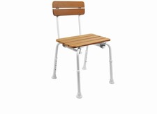 KMINA - Shower Chairs for Elderly (Wood Effect), Adjustable Bath Seats, Non Slip