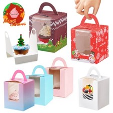 10-50X Single Cupcake Cake Boxes With Display Window Box Cup Cakes Gift Easter