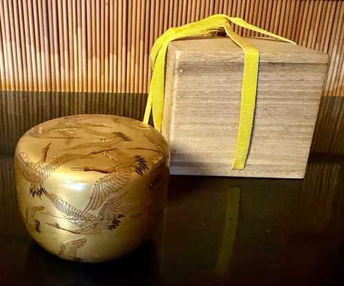 Golden maki crane - golden, maki-e