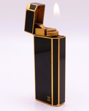 Cartier Vintage WORKING Pentagon Lighter in Black Enamel w/Gold Trim late 1980’s