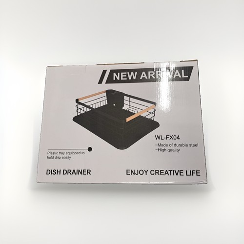 Black metal dish drainer rack - black,