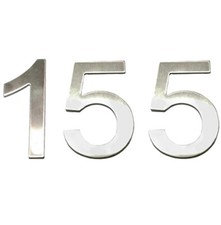 Stick-On House Numbers - No 155 - Stainless Steel - 10cm - Door, Fence, Gate