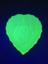Bagley Uranium Glass Leaf Bowl