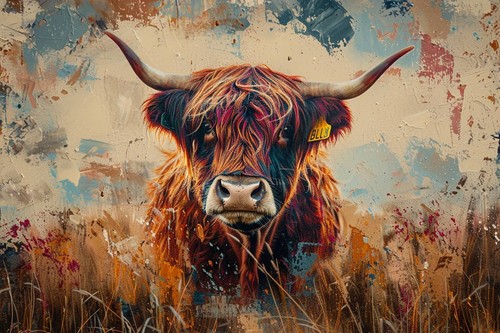Highland cow animal canvas - highland,
