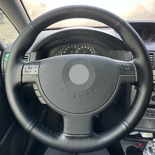 Black leather steering wheel - steering,