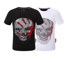 Philipp Plein Skull and Bloody Hand Rhinestone Tshirt