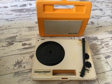 Vintage 1970s Mettoy Music Maker Battery Operated Portable Record Player Yellow