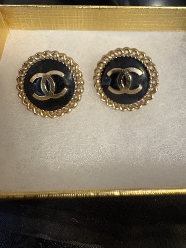 Chanel button earrings gold - chanel,