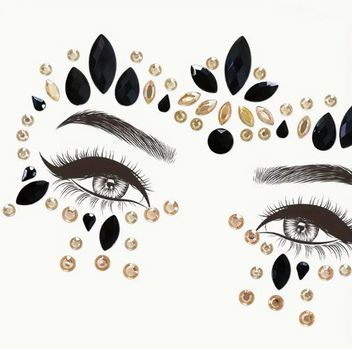 Black gold face gems jewels - face,
