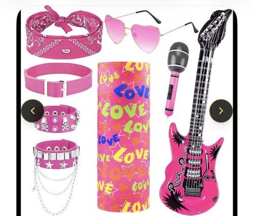 8pcs pink rocker costume set - pink,