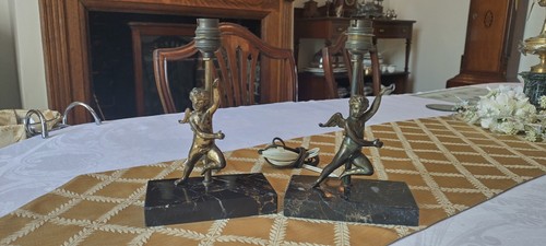 Pair cherub lights antique - of, lights,