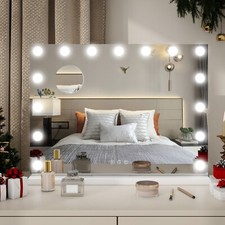 LED Hollywood Makeup Mirror Large Vanity Light Mirror with 15 Dimmable LED Bulbs