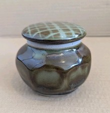 Vintage Glazed Stoneware Small Sugar Bowl w. Lid/ Jar