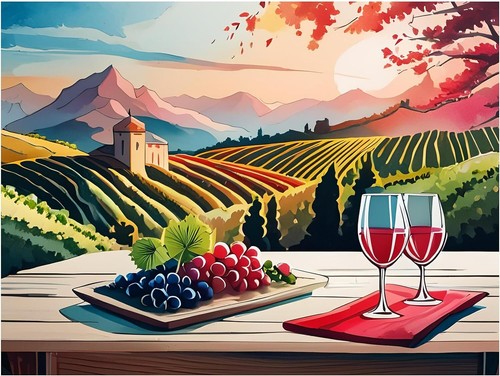 Tile mural wine tasting fruits - tile,