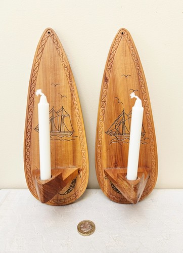 Wooden wall candle sconces
