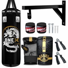 Punch Bag 3ft Filled Heavy Kickboxing Hanging Training MMA Bag Martial Arts Set