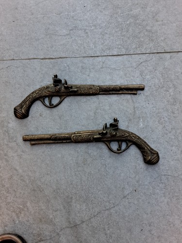Brass flintlock pistols wall - flintlock,