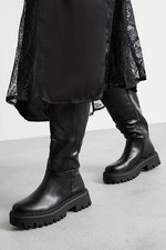 Faith Black Knee High Boots