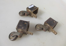 Vintage Brass Furniture Castors Trolley Wheels Old Cup Antique x3