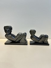 Pair of Vintage Carved Mayan