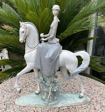 LGE 18” LLADRO FIGURINE WOMAN HORSE “FEMALE EQUESTRIAN” RIDING SIDE SADDLE 4516