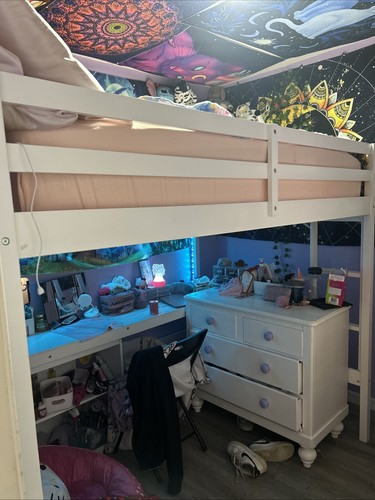 White loft bed frame - loft,
