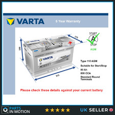 AGM Car Battery A6 Varta 110