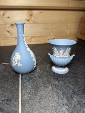 WEDGWOOD Vintage Blue Jasperware Mini Grecian Vases/Urn Made In England