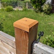 Wooden Garden Fence Post Finial Square Caps (Pack of 4) - With Fixings