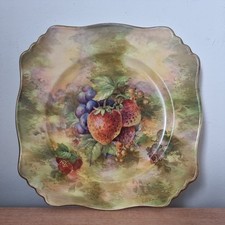 Royal Winton Grimwades handpainted Gilded  Plate Fruits . Berries . 1930 