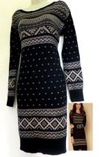 Monsoon Monica Nordic Size M 12 14 Angora Blend  Black Knit Jumper Dress