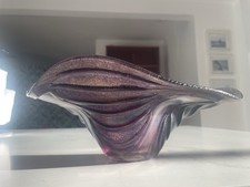 Stunning Heavy Vintage Art Glass Murano Style Bowl