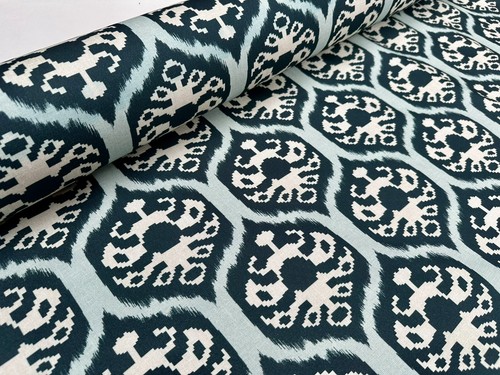 Blue ikat floral - blue,