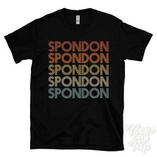 SPONDON REPEATED RETRO STYLE T-SHIRT mens & womens uk place name gift