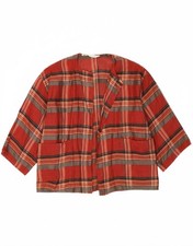 SPORTMAX Womens Oversized Short Sleeve Cardigan Top IT 40 Small Red Plaid CI14