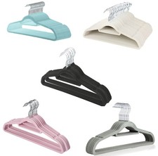 ANTI SLIP FLOCKED COAT CLOTHES HANGERS VELVET TROUSER TIE HANGING SPACE SAVING