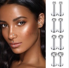 Hypoallergenic Surgical Steel 2-5MM Diamond Cartilage Nose Labret Piercing 2pcs