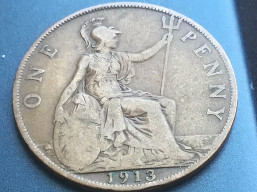 1913 british george penny 1d - penny,